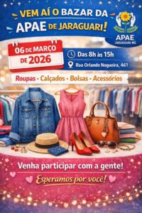 APAE de Jaraguari promove bazar solidário com roupas, calçados e acessórios nesta sexta-feira